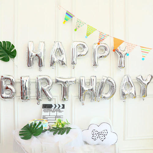 生日快乐英文字母铝膜气球happy birthday宴会派对背景布置装饰 - 图0