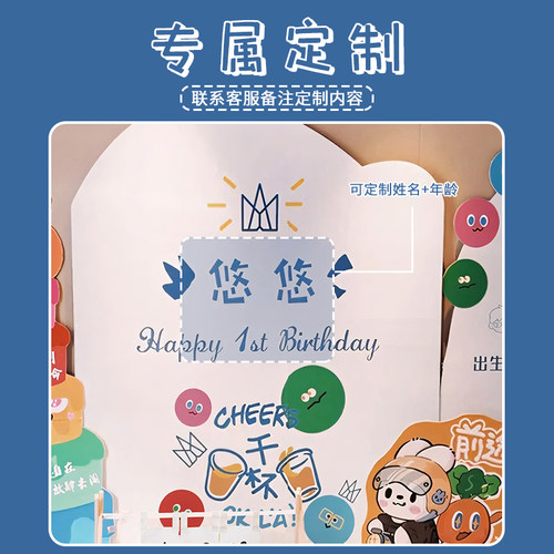 五月天生日布置场景装饰男女宝宝儿童周岁宴抓周道具气球背景kt板 - 图0