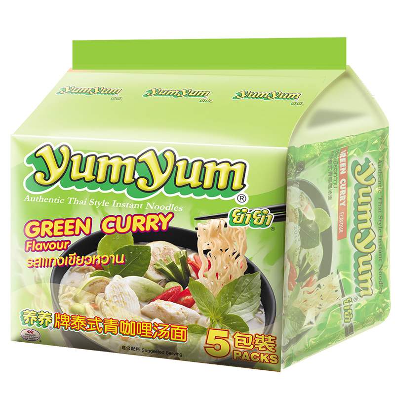 新款养养牌（yumyum）泰式青咖喱味汤面350g*2包组合装速食方便面-图1