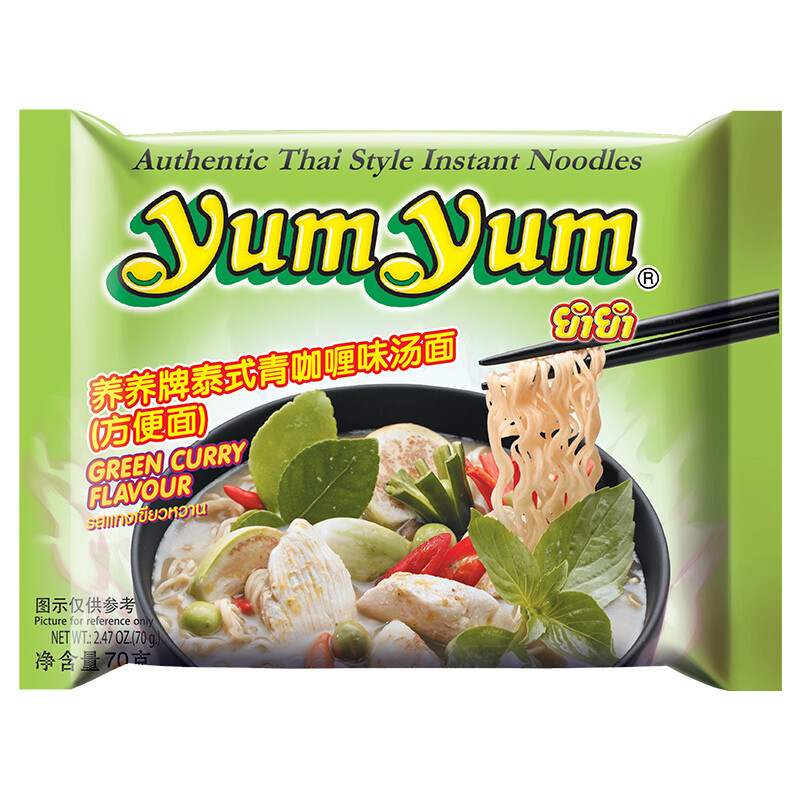 新款养养牌（yumyum）泰式青咖喱味汤面350g*2包组合装速食方便面-图2