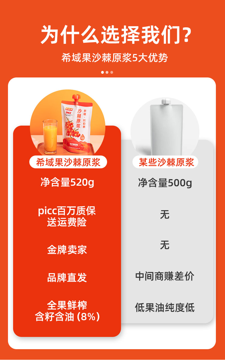 新疆沙棘原浆正宗520g克NFC无添加全果生榨沙棘汁饮料沙棘汁 原浆 - 图2