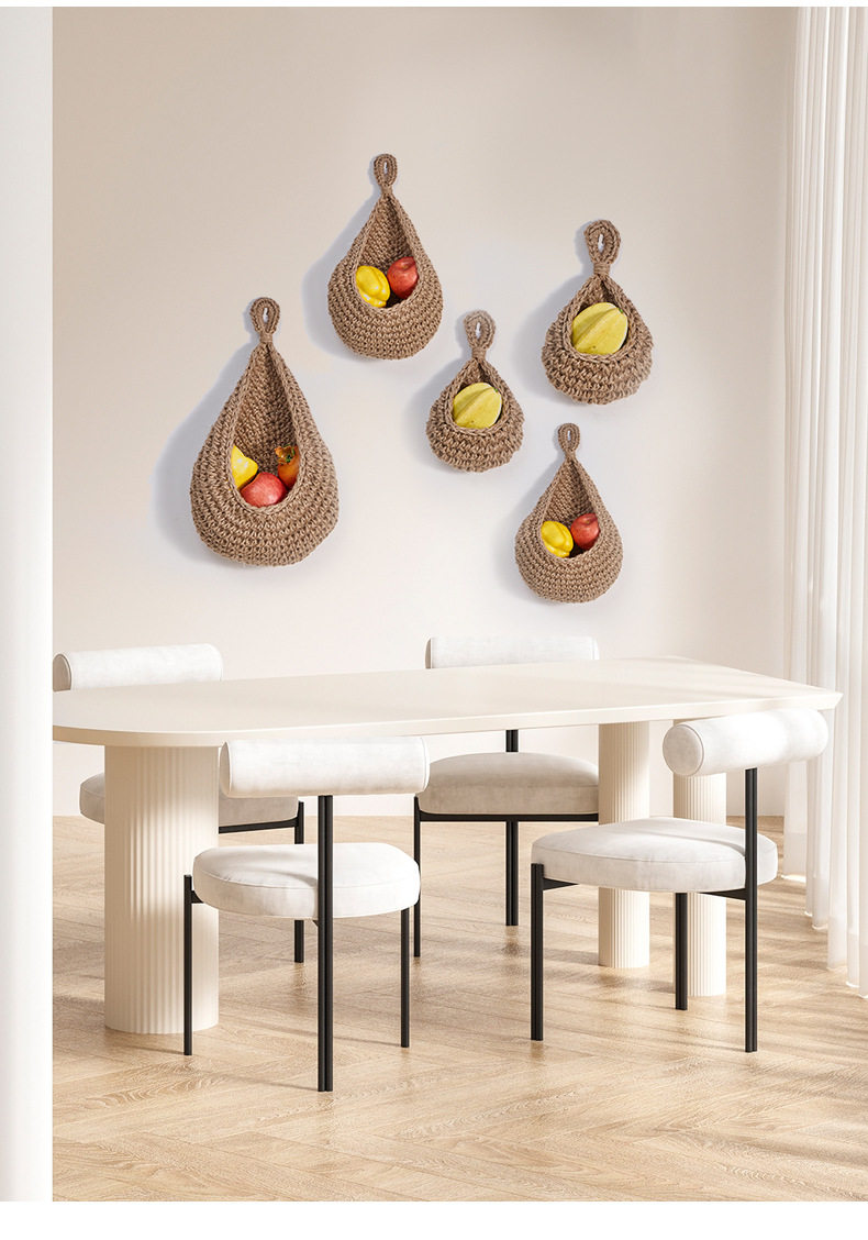 手工棉绳编织挂墙蔬菜收纳水果篮子鸟巢墙壁悬挂水滴网兜收纳篮,淘宝优惠券,粉丝福利购,淘宝优惠卷