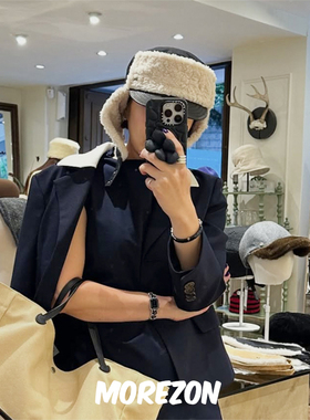 MOREZON【Brown hat Lambskin Cap】秋冬潮人精致羊皮护耳骑士帽