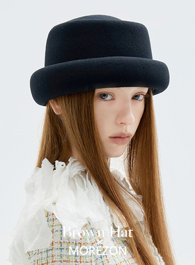 MOREZON【Brown hat Bowie Hat】26秋冬新款潮人精致羊毛毡礼帽女