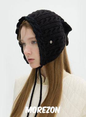 MOREZON【Brown hat Knitting Kerchief】秋冬潮人时尚针织头巾女