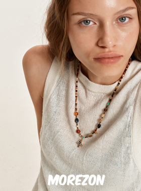 MOREZON【LAZY CIRCLES蘑菇彩石系列】24AW新款潮人日出蘑菇项链