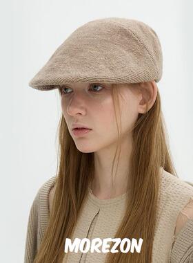 MOREZON【Brown hat Soft Flat Hunting Cap】秋冬简约猎人帽子女