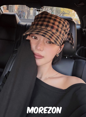 MOREZON【AWESOME NEEDS SCARF CAP】秋冬潮人个性棋盘格头巾帽子