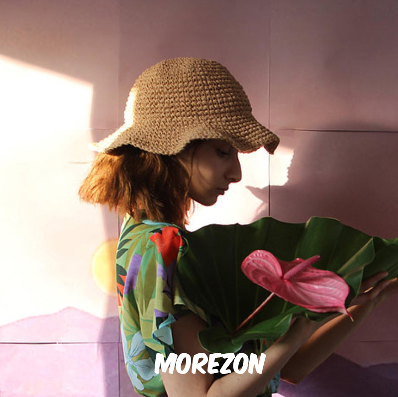 MOREZON【POESIE D'AME straw bucket hat】纸草编织百搭渔夫帽子 - 图1