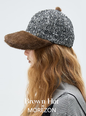 MOREZON【Brown hat Fur Brim Cap】26秋冬新款毛绒帽檐棒球帽子