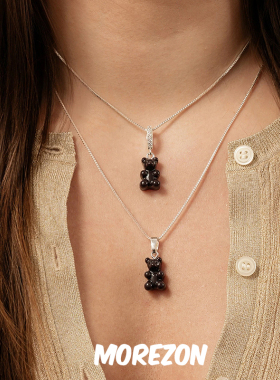 MOREZON【Crystal Haze】挪威设计师品牌明星同款小熊吊坠银色扣