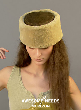 MOREZON【AWESOME NEEDS BUTTON HAT】26秋冬新款仿皮草药盒帽子