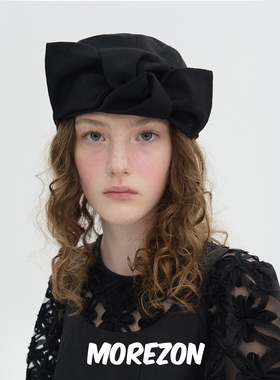 MOREZON【Brown hat Twisted Ribbon Beret】秋冬蝴蝶结贝雷帽子
