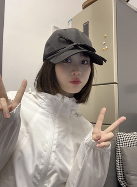 新款蝴蝶结棒球帽子女系带轻薄透气春夏季芭蕾风甜美可爱鸭舌帽