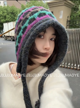 新款针织帽秋冬季女民族风休闲帽子毛线包头帽甜美仙女时尚百搭