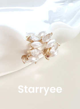 Starryee韩系精致珍珠锆石耳钉女
