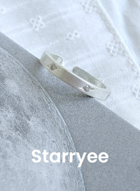Starryee韩系拉丝银锆石微闪戒指