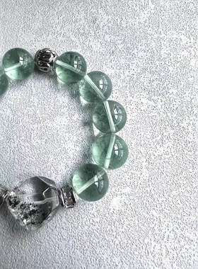 天然薄荷冰透体绿萤石水晶手链