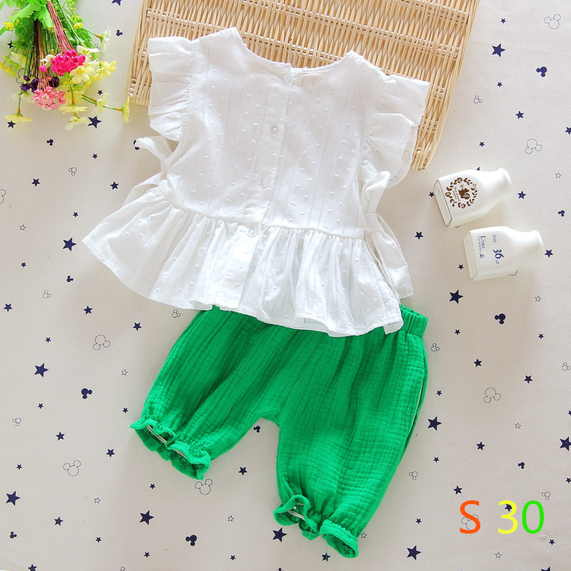 0-1-2-3岁女宝宝夏装衣服两件套女童灯笼裤套装短袖夏季婴儿童装 - 图1