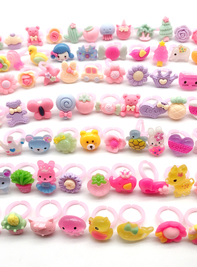 韩版卡通塑料儿童戒指手工树脂