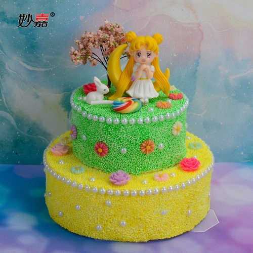 幼儿童diy双层仿真蛋糕冰淇淋微景观雪花泥轻粘土手工制作 材料包 - 图1