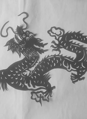 龙 绿色黄色黑色红色剪纸窗花剪画贴纸装饰画普通纸单面色 中华龙
