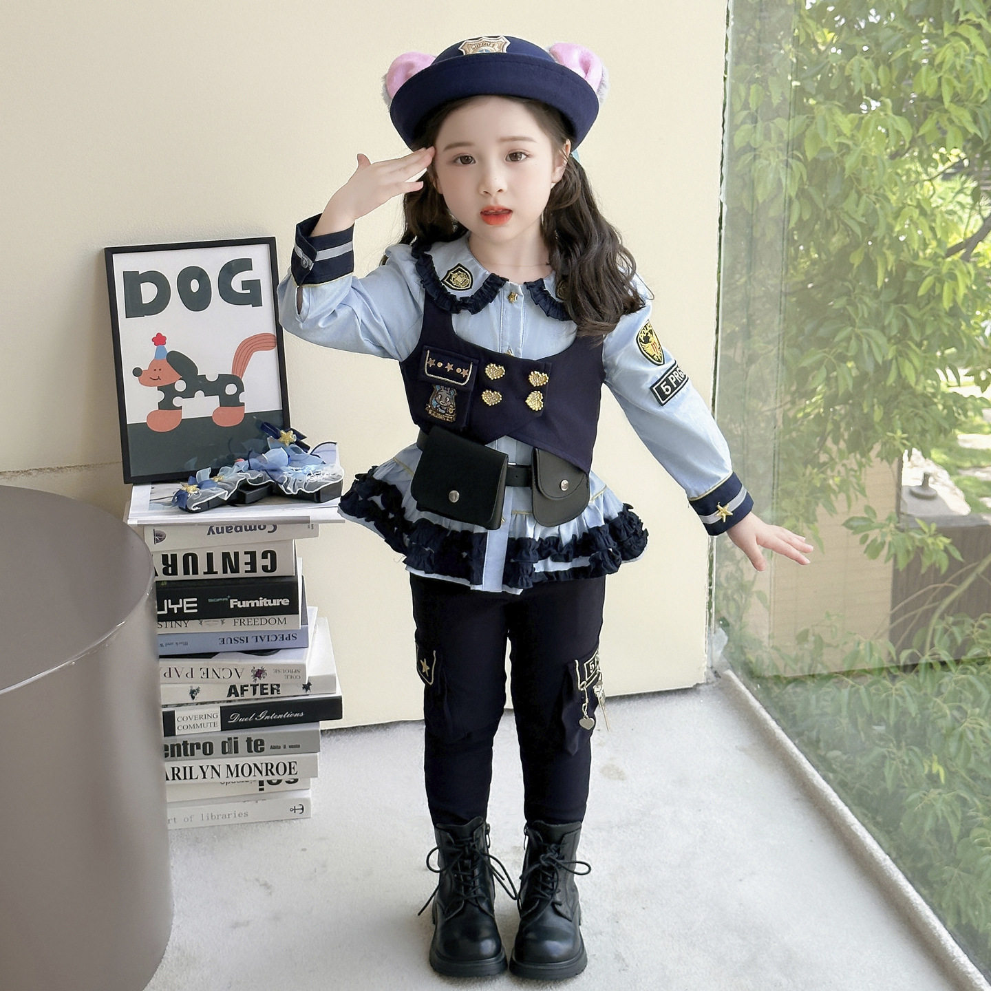 女童全套兔子警官套装新款小女孩朱迪马甲长裤纯棉三件套送礼物,淘宝优惠券,粉丝福利购,淘宝优惠卷