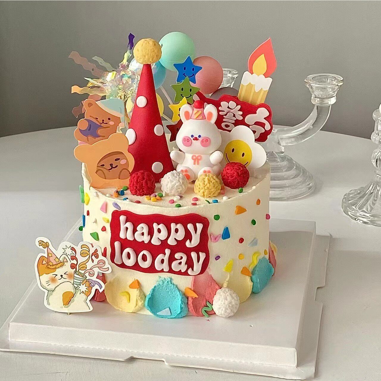 兔宝宝满月百天蛋糕装饰摆件可爱兔子男孩女孩周岁生日甜品台插件