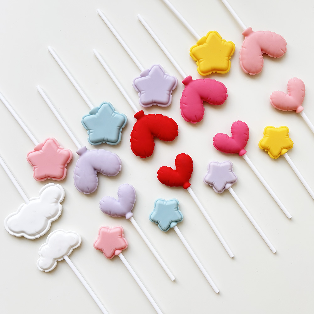 爱心气球蛋糕装饰摆件星星云朵气球配件生日甜品台烘焙装扮插件 - 图0