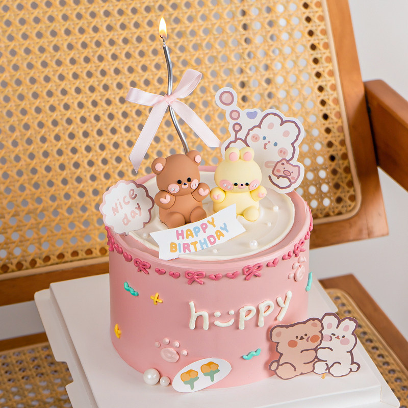 网红卡通爱心小熊小兔蛋糕装饰品摆件情侣纪念日生日装扮插件配件,淘宝优惠券,粉丝福利购,淘宝优惠卷