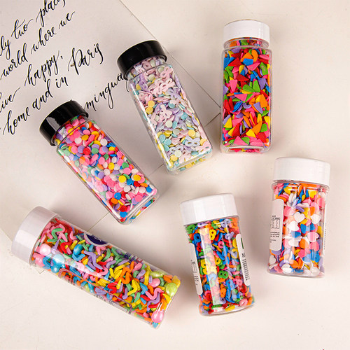 韩国复古彩色糖珠蛋糕装饰糖果幻彩糖针彩色圆圈爱心花朵切片装扮 - 图1