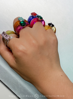 镶钻指环亚克力韩风彩色