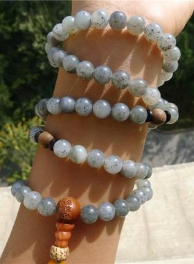 正宗新疆和田玉籽料水墨青花玉8mm108佛珠手链项链挂件男女款吊坠