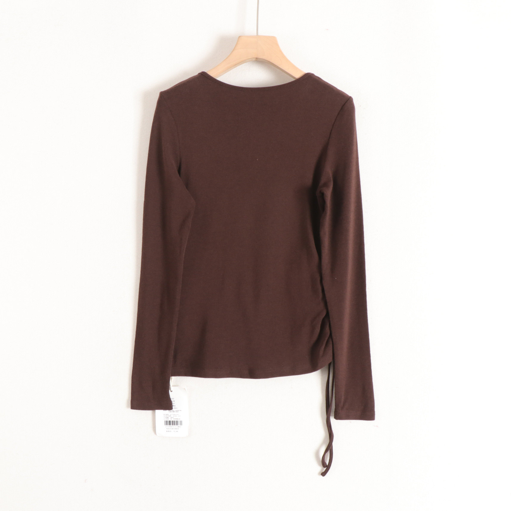 【言】拼色双领高弹紧身塑身抽褶简约百搭针织上衣女26春装新款,淘宝优惠券,粉丝福利购,淘宝优惠卷