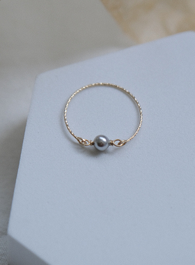 UNELGE新品灰珍珠简约戒指