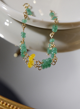 UNELGE女14k包金中式复古手链