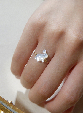 UNELGE女包金兔子戒指