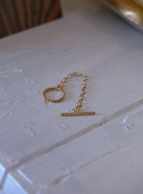 UNELGE手作新品链条OT戒指简约大气冷淡风设计感叠戴14k注金男女