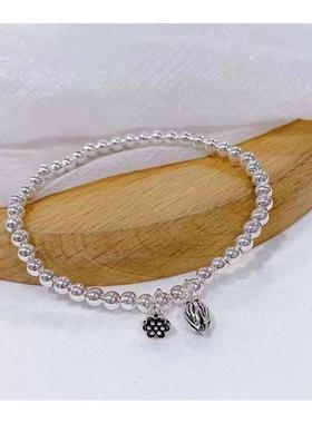 999纯银莲蓬莲花手链女古法两世欢银饰品手镯520情人节女友礼物