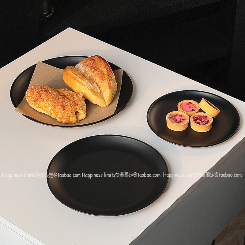 黑色ins茶点盘茶几零食摆放盘高级感不锈钢果盘点心糖果盘甜品盘,淘宝优惠券,粉丝福利购,淘宝优惠卷