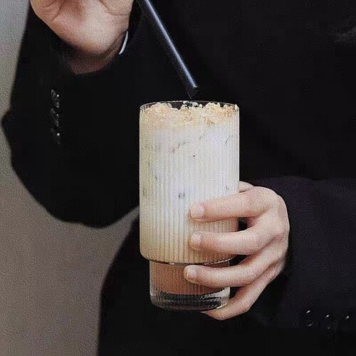 网红款北欧轻奢竖条纹玻璃杯复古简约ins风耐高温咖啡果汁饮料杯 - 图3