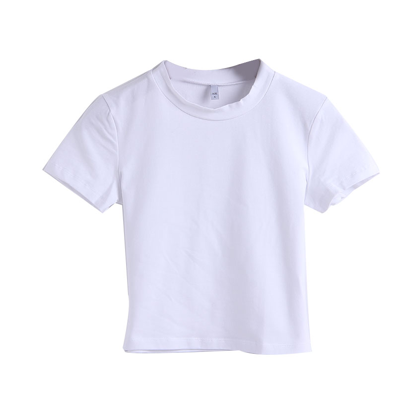 2024夏季白色纯棉t恤女短袖短款小心机上衣漏肚脐高腰修身ins风潮