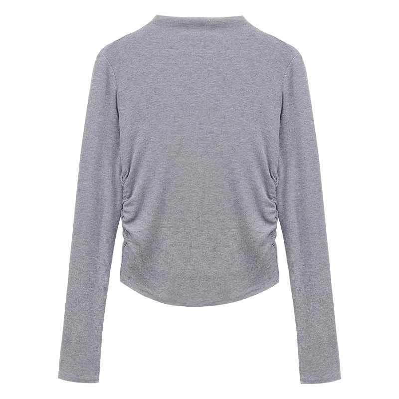 秋冬季半高领打底衫长袖t恤女正肩磨毛薄绒褶皱修身卡腰收腰上衣,淘宝优惠券,粉丝福利购,淘宝优惠卷