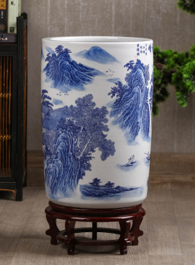 景德镇陶瓷落地花瓶缸书画卷轴