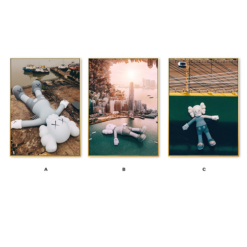 潮牌网红客厅装饰画卡通KAWS公仔美式现代简约暴力熊沙发背景挂画 - 图3