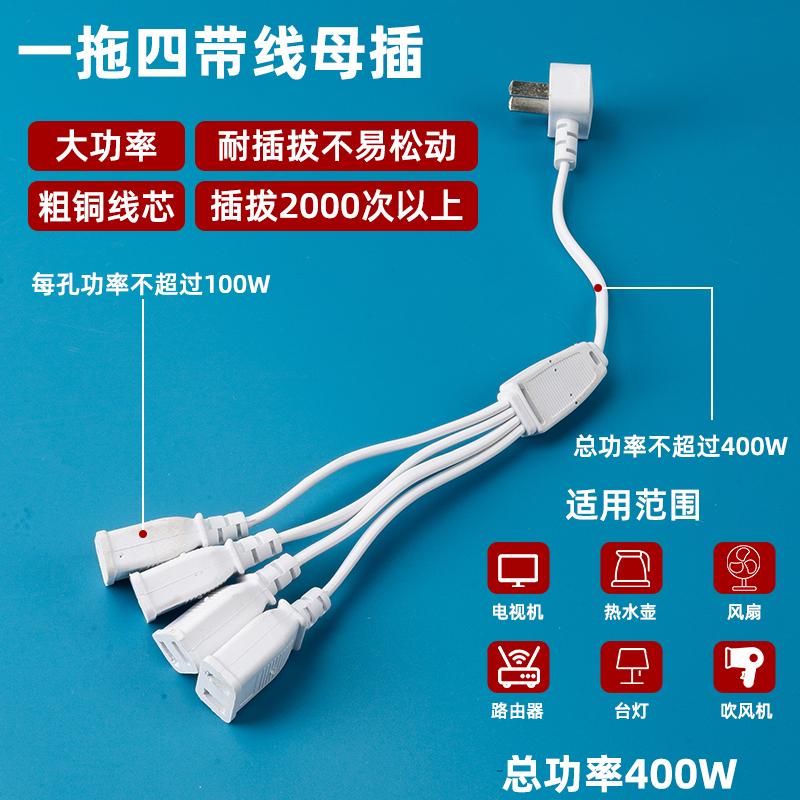 两脚插头带线纯铜一分二母插一拖三拖四母插头监控弱电工程电源线 - 图1