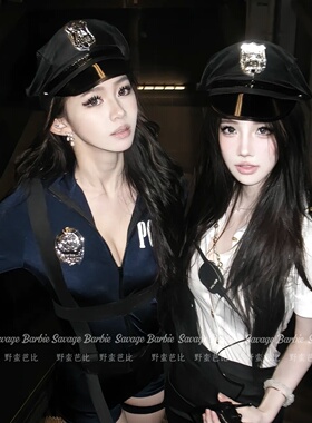 复古英伦风辣妹海军帽子cos女警制服水手帽网红演出朋克风贝雷帽