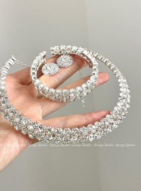 超闪满钻高级感双层项链