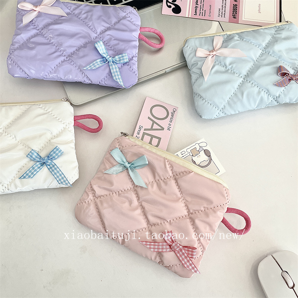 小白兔几新款珠光亮面蝴蝶结便携口红化妆包洗漱包杂物收纳零钱包,淘宝优惠券,粉丝福利购,淘宝优惠卷