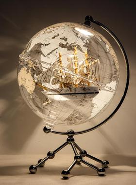 创意透明地球仪摆件3d立体悬浮客厅电视柜办公室桌面装饰生日礼物